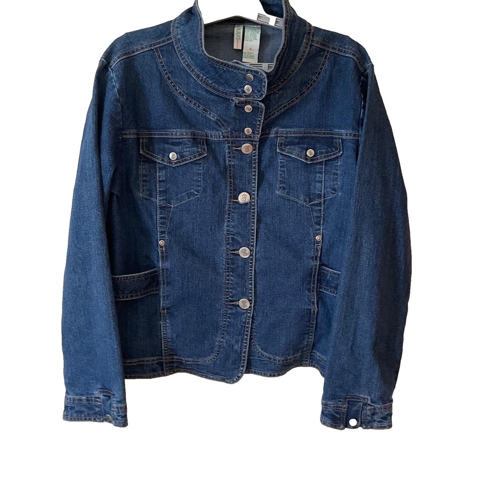 BillBlass Denim chest Pockets Button Front Vintage women's blue‎ Jacket Size XL